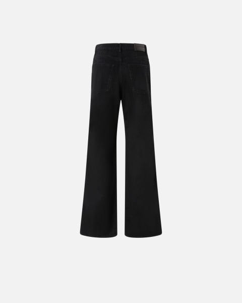 Yanları Fermuarlı Geniş Paça Denim Pantolon