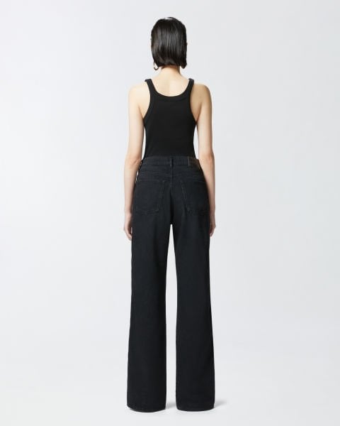 Yanları Fermuarlı Geniş Paça Denim Pantolon