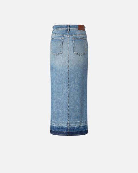 Yırtmaç Detaylı Maxi Denim Etek