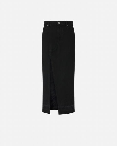 Yırtmaç Detaylı Maxi Denim Etek