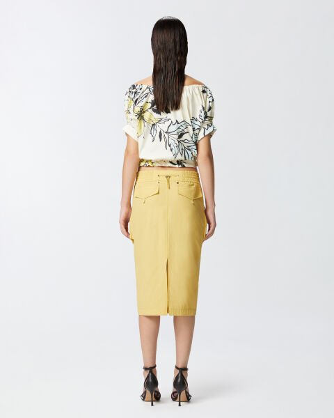Omuzları Açık Floral Poplin Bluz