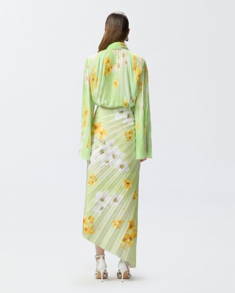 Krep Pliseli Floral Bluz