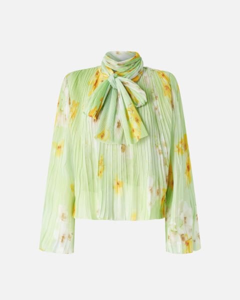 Krep Pliseli Floral Bluz