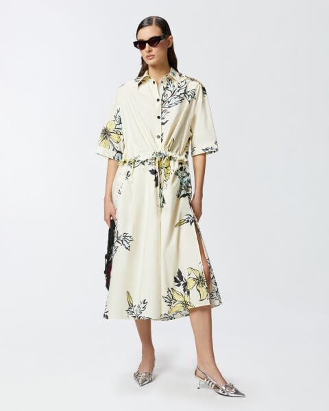 Floral Baskılı Gömlek Elbise
