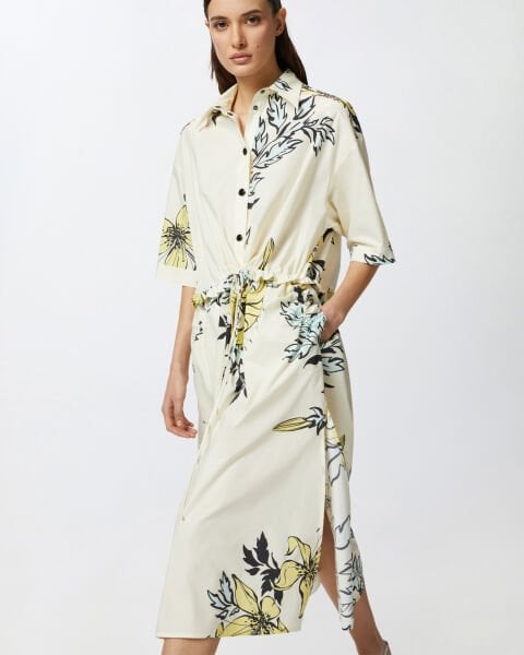 Floral Baskılı Gömlek Elbise