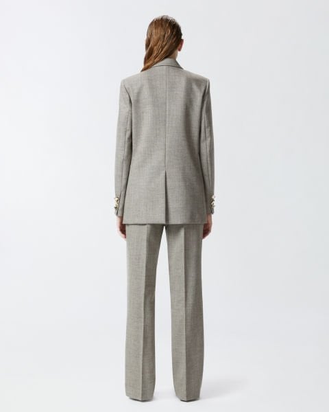 Geometrik Düğmeli Yün Blazer Ceket