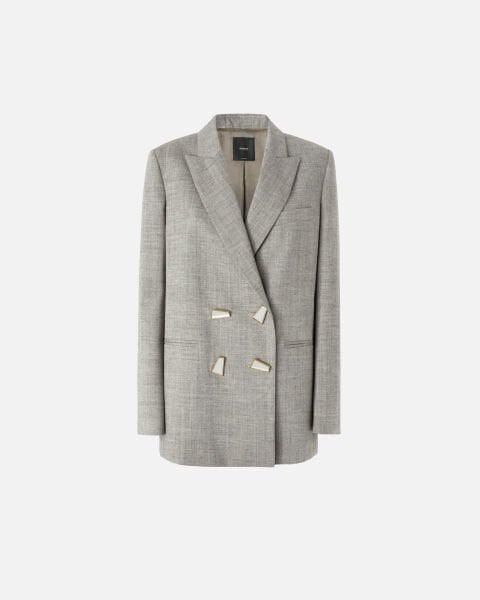 Geometrik Düğmeli Yün Blazer Ceket