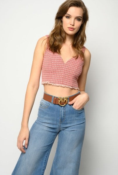 Yün Pamuk Karışımı Crop Bluz