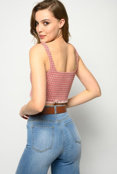Yün Pamuk Karışımı Crop Bluz