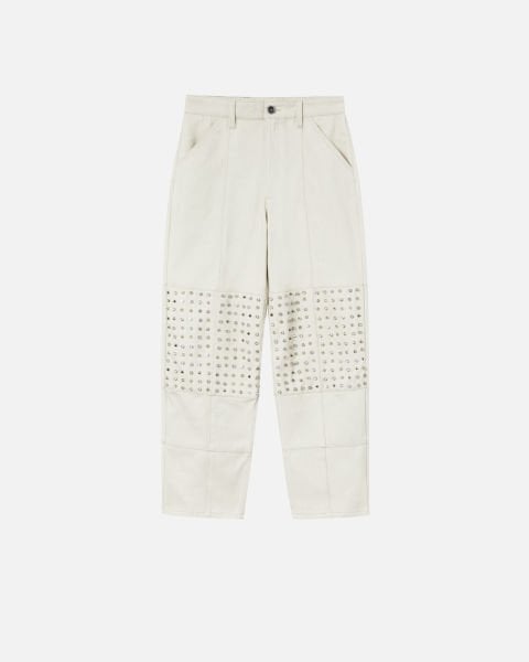 Çivi Detaylı Denim Pantolon