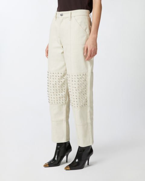 Çivi Detaylı Denim Pantolon