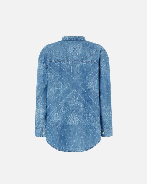 V Yaka Denim Bluz