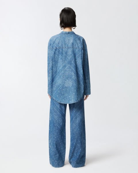V Yaka Denim Bluz
