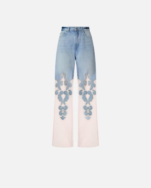 Organza Detaylı Denim Pantolon