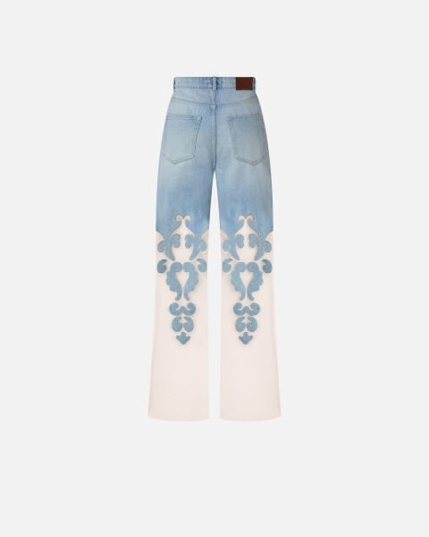 Organza Detaylı Denim Pantolon