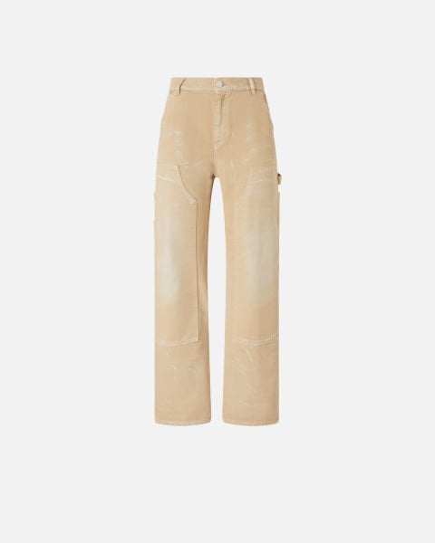 Pamuklu Eskitilmiş Denim Pantolon