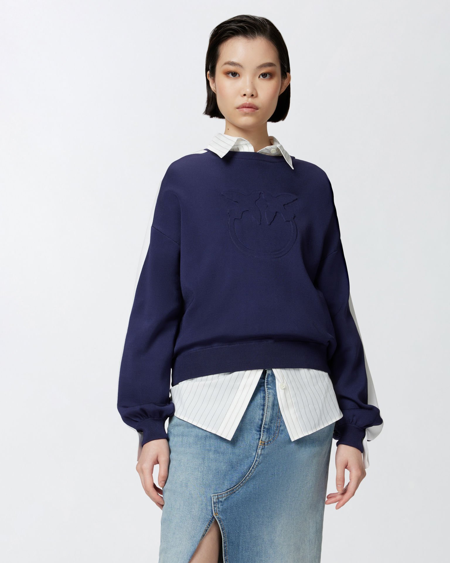 Bisiklet Yaka Geniş Kollu Sweatshirt