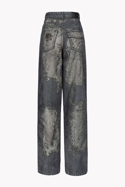 Şeffaf Parça Detaylı Denim Kargo Pantolon