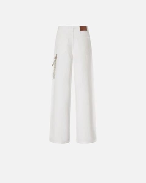 Parlak Zincir Detaylı Denim Pantolon