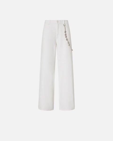 Parlak Zincir Detaylı Denim Pantolon