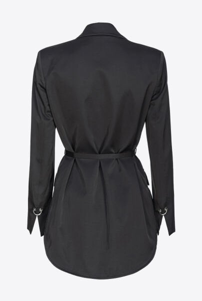 Kemerli Saten Blazer Ceket