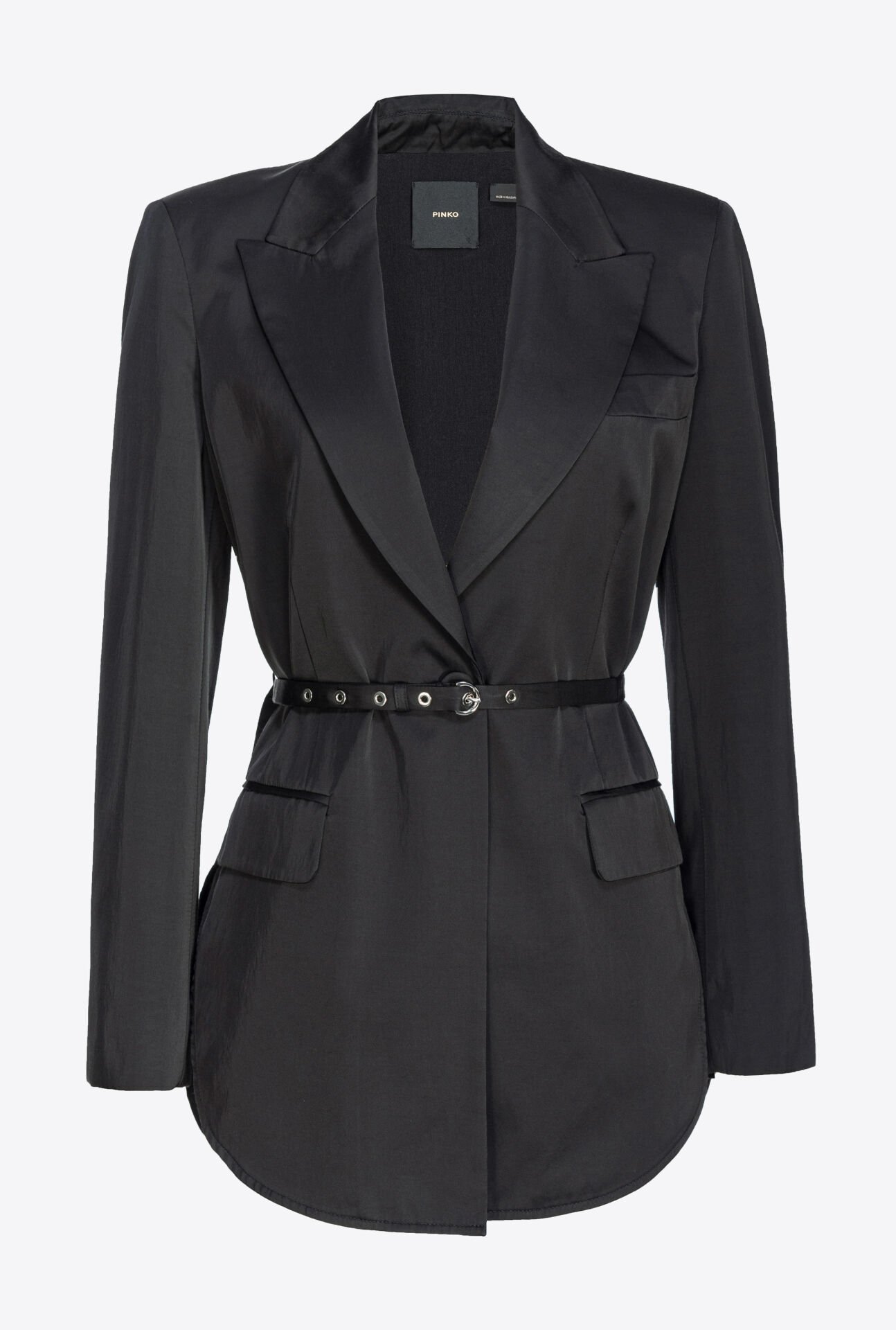 Kemerli Saten Blazer Ceket