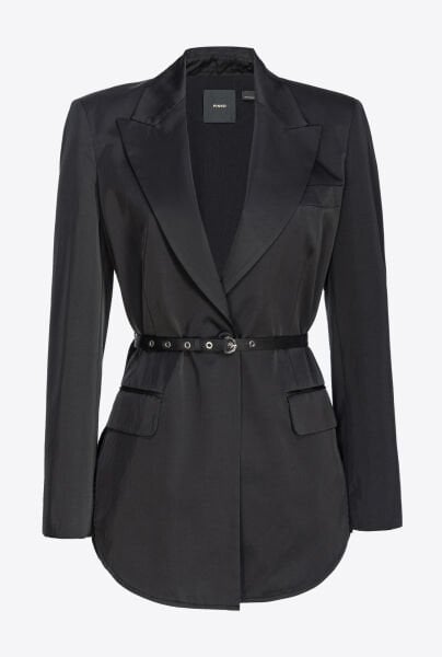 Kemerli Saten Blazer Ceket