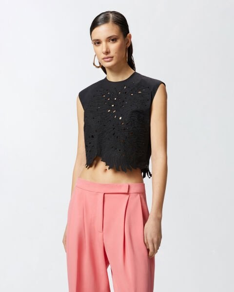 Nakış Detaylı Crop Bluz