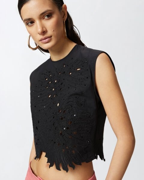 Nakış Detaylı Crop Bluz